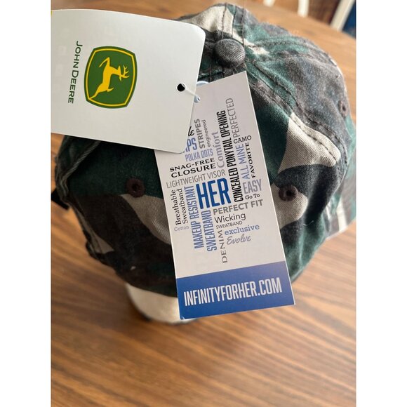 Infinity Her John Deere camouflage ball cap with concealed ponytail opening NWT - Picture 4 of 7